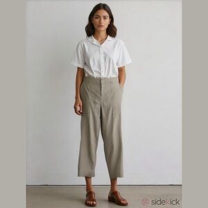 Club Monaco Neutral Coastal Linen Blend Beige High Rise Tapered Leg Pants Sz 12